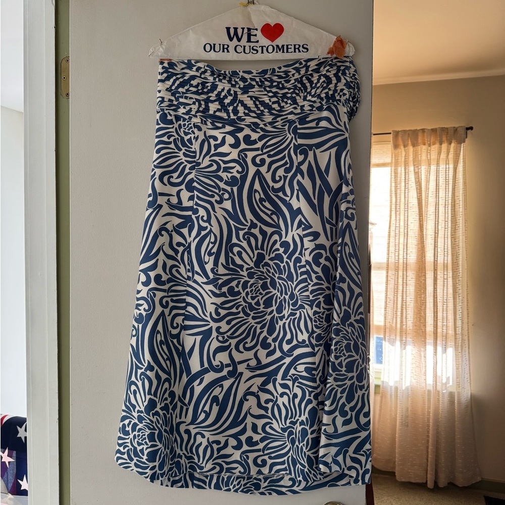 Floral Blue and White Dress